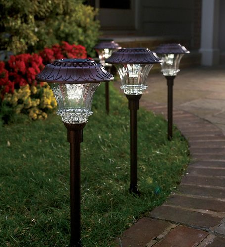 Steel and Glass Encased Solar LED Path Lights