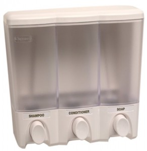 Three Chamber Shampoo Dispenser - No more waste and clutter in your shower