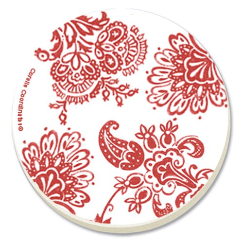 Corelle Red Paisley Absorbent Stone Coaster