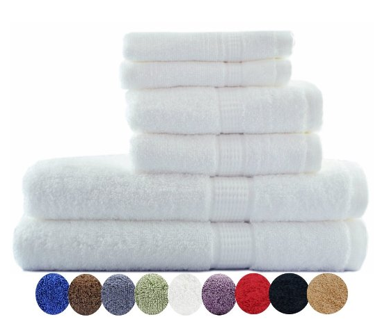 6 Piece Luxury Combed Cotton Bath Towel Set