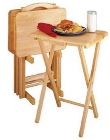 5 Piece TV Tray Snack Dinner Folding Table Set