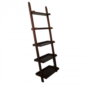 Mintra Walnut Finish 5-Tier Ladder Book Shelf