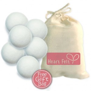 Six Wool Dryer Balls By Heart Felt