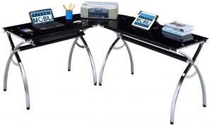 Techni Mobili Hip Black Glass Corner Computer Desk