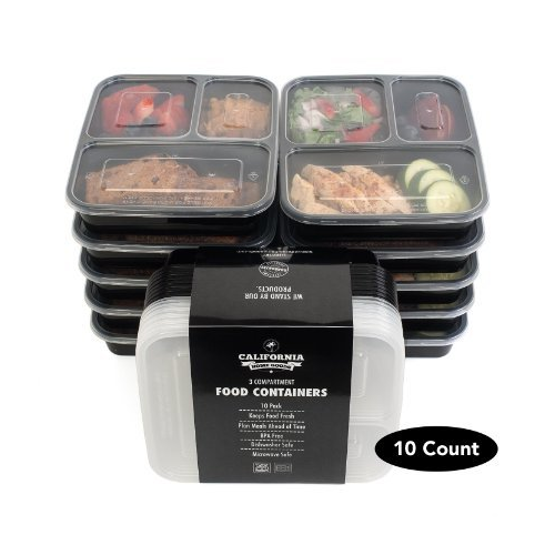 Premium 3-Compartment Stackable Meal Prep Containers