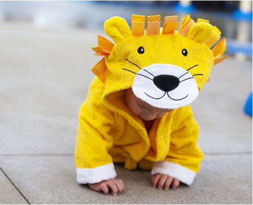 Yellow Lion Hooded Bathrobe